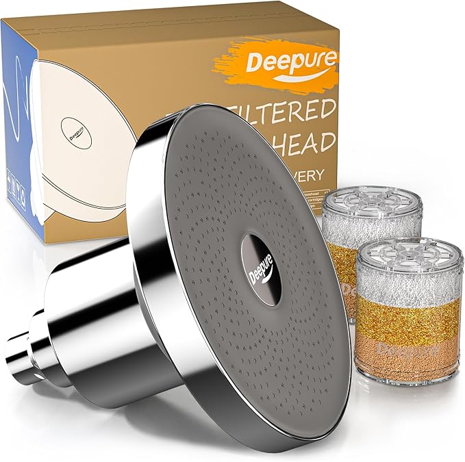 Filtered Shower Head Set (with 2 Cartridges) - Tested to NSF 177 Standards - High Pressure Hard Water Filter for Hair Loss & Dry Skin - Removes Chlorine - Premium Spa Showerhead