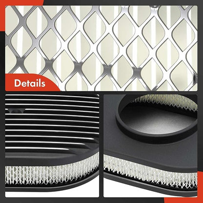 A-Premium Universal 12" Oval Black Air Cleaner Filter Assembly - 8-3/8 "x 2", Oval Black, Full Finned Air Cleaner - Fit For 5-1/8" carburetor neck