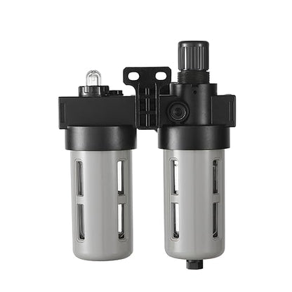 Compressed Air Filter Regulator Lubricator Combo Airtac BFC4000 1/2''NPT 0-140 PSI with Pressure Gauge Semi-Auto Drain 3 in 1 Two FR.L Unit