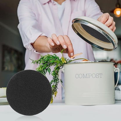 ddLUCK 6 Pack Kitchen Compost Bin Filter, Round Food Waste Bins Activated Carbon Filters,Replaceable Extra Thick Charcoal Filters for Odour Remove All Caddy Bucket,1cm Thickness