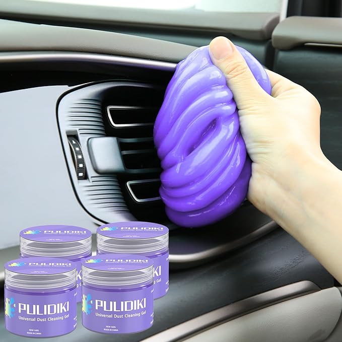 PULIDIKI Car Cleaning Gel for Car Cleaning Putty Car Putty Auto Detailing Tools Car Slime Cleaner Dust Cleaning Gel for Car Interior Cleaner Car Accessories Keyboard Cleaner Purple, 4 Pack (100g Each)