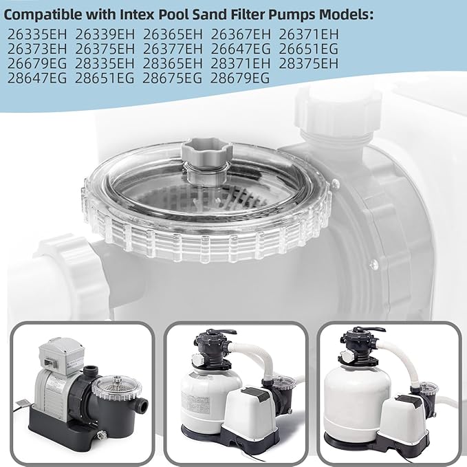 11480 Leaf Trap Cover Compatible with Intex SF60110 SF70110 26335EH 26339EH 26365EH 26367EH 26371EH 26373EH Pool Sand Filter Pump and Combo Parts, with 10460 Air Release Valve, 11232 10264 O-Rings