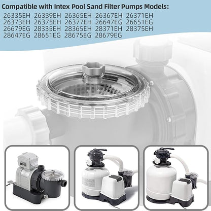 11480 Leaf Trap Cover Compatible with Intex SF60110 SF70110 26335EH 26339EH 26365EH 26367EH 26371EH 26373EH Pool Sand Filter Pump and Combo Parts, with 10460 Air Release Valve, 11232 10264 O-Rings