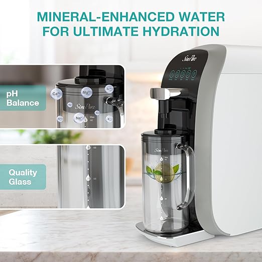 SimPure Y7T-A Countertop Reverse Osmosis Water Filter, NSF/ANSI 58 Certified, 5 Stage RO Water Filtration System, Water Purifier for Home, No Installation, 4: 1 Pure to Drain, pH+ Balanced ALK Taste