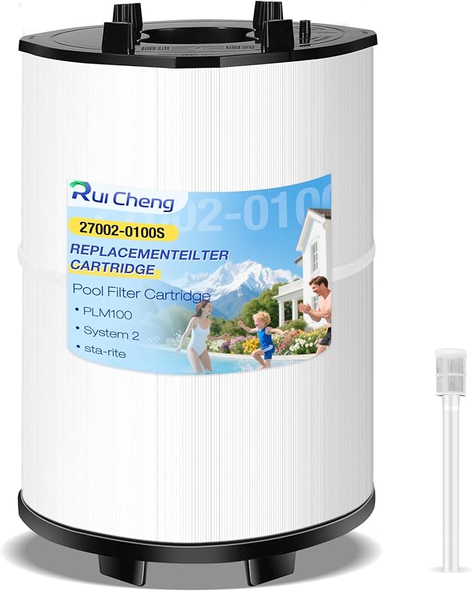 Upgraded 27002-0100s Pool Rinseable Cartridge. Compatible with sta-rite 27002-0100S Pool and Spa D.E. Filter and PLM100 System 2 Modular Media. 100 Sq.FtFiltration Area，with Air Bleed Assembly