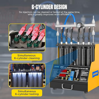AUTOOL GDI Fuel Injector Cleaner & Tester 110V Ultrasonic Wave Fuel Injection Leakage Tester 6-Cylinder Automotive Fuel Injector Cleaning Machine