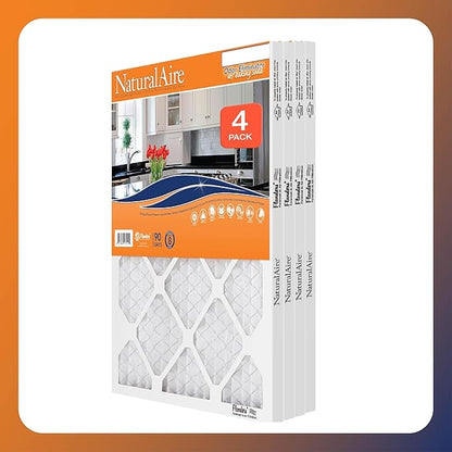 NaturalAire 16x20x1 Pleated Air Filter - Odor Eliminator with Baking Soda, 4-Pack of MERV 8. Controls Household Odors and Traps Harmful Airborne Particles, Lasting Up To 90 Days. 84857.011620