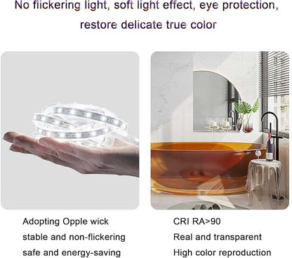 Smart Illuminated LED Bathroom Mirror，Bathroom Mirror with LED Lights，Energy-Saving LED Smart Mirrors，LED Mirror for Bathroom，with Demister Pad and Smart Touch Switch(H80*W90cm/H31.5*W35.4IN)