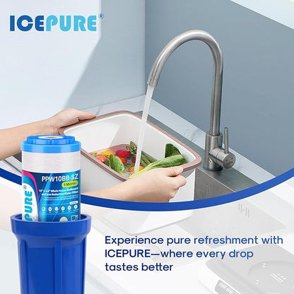 ICEPURE 5 Micron 10"x4.5" PPW10BB-SZ String Wound Water Sediment Filter Replacement for Whole House Filtration System, Compatible With Iron Reducing Filter For Well Water, 1Pack