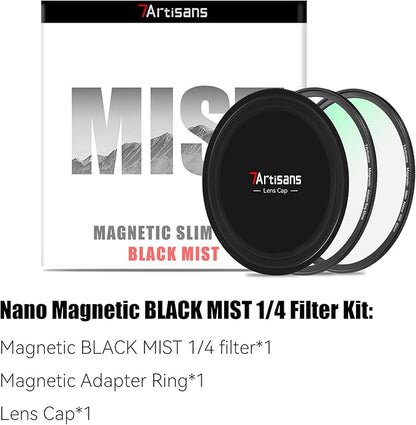 7artisans Nano Magnetic Filter UV Filter ND Light Reduction Filter/CPL Polarization Filter/GND Gradient Filter/Black Mist 1/4 Portrait Photography Filter Suitable for Lens(67mm Black Mist 1/4)