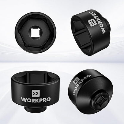 WORKPRO 32mm Oil Filter Socket Wrench, Oil Filter Removal Tool, Oil Filter Change Set, Ideal for Some Ecotec, TDI, VW, Audi, BMW, Polaris, GM, Volkswagen, Pontiac, Chevrolet, Saturn, Pontiac, Saab