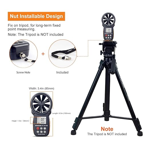 BTMETER Digital Anemometer Barometer Handheld, for Wind Speed Temperature Wind Chill Tester w/Humidity, Altitude, Barometric Pressure Meter for Climbing Drone HVAC CFM BT-100WM