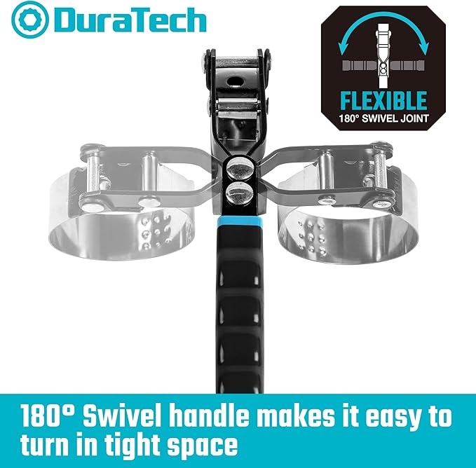 DURATECH Standard Swivel Oil Filter Wrench, Oil Filter Removal Tool, Fits Filters 3-1/4" - 3-7/8", Ideal for Car Repair Tools