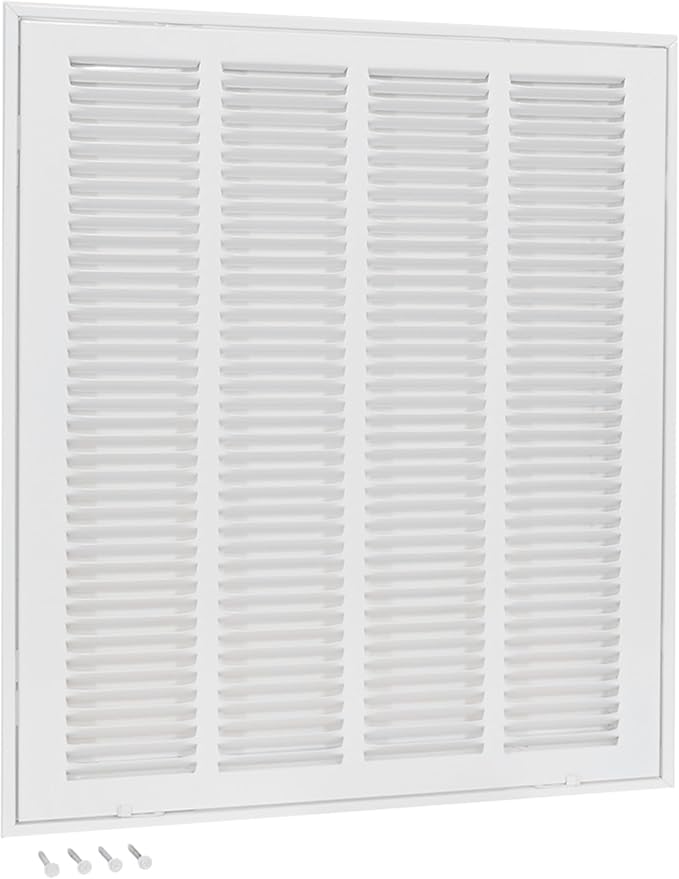 EZ-FLO 16 x 20 Inch (Duct Opening) Return Air Vent Cover for Wall or Ceiling, Solid Steel Return Air Filter Grille, HVAC Vent Cover, White, 61631