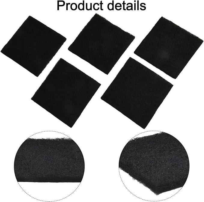 Activated Carbon Compost Filter for Garden Waste Bins, 8 x 8 x 0.5 cm Square Control Pad, 5-Pack, Fits Standard Compost Bin Lids, Air Quality