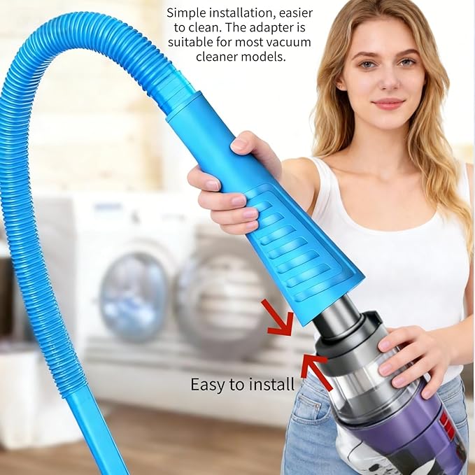 Dryer Vent Cleaner Kit - Universal Vacuum Hose Attachment & Lint Brush, Effectively Clean Clogged Dryer Ducts, Fit Most Vacuums for Dryer, Refrigerator Coils & Behind Appliances (Black)
