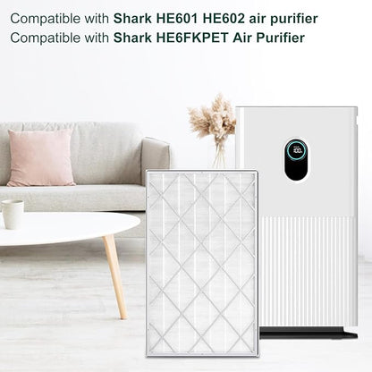 HE601 Replacement Filter for Shark HE6FKPET HE601 HE602 6 Fan, 3-in-1 Filter System - Absorbs 99.97% Particulates, Part # HE6FKPET, HE6FKBAS, HE6FKPRO, 2 Pack