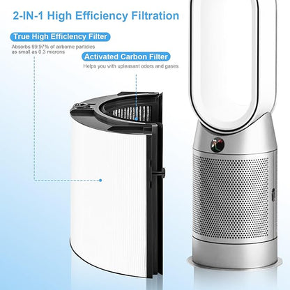 Replacement True Filter for Dyson TP04 TP06 TP07 TP09 TP10 HP04 HP06 HP07 HP09 HP10 PH01 PH02 PH03 PH04, 360° Combi 2 in 1 and Carbon Filter, Grade True Carbon Replacement Filter