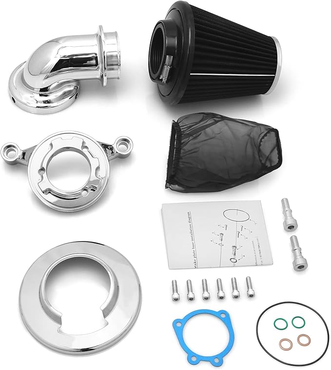 Big Sucker cone Air filter intake for harley air Cleaner Sportster Softail fatboy heritage dyna touring street road king Glide (Nake - Chromed, TypeB: Touring 01-07, Softail Dyna 99-15)