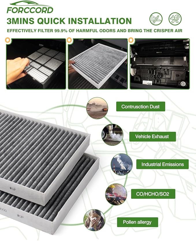 1Pcs HEPA Cabin Air Filter and 1Pcs Engine Air Filter Fit for Palisade 2020 2021 2022 2023 2024 2025 2026 Replacement CA11943 97133-S8000 HAC-46207LB Accessories