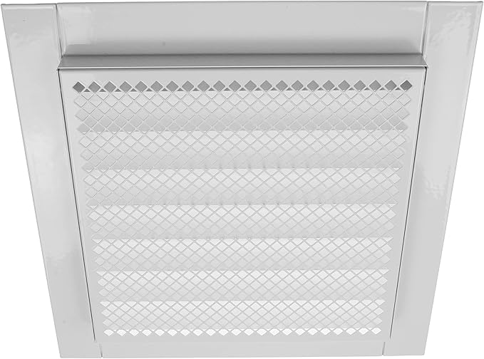 Repa Market 8" x 8" Inch (Inner Dimensions) Galvanized Steel White Soffit Air Vent Cover - Louvered Square Gable Vent with Mesh Screen - Exhaust/Intake Ventilation Grill - Outdoor Metal Duct Grate