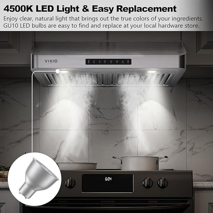 30 Inch Under Cabinet Range Hood, 980CFM Fast Venting Ducted, Kitchen Hood With 3 Speed Gesture Sensing & Touch Control, Stainless Steel Stove Hood With LED Light And 2 Baffle Filters