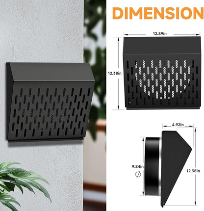 10 Inch Exhaust Vent Cover,Wall Vent Cover with Removable Front Panel Galvanized Steel Wall Cap with Stainless Steel Clamp, Weatherproof Air Vent for Residential, Kitchen, RV, Garages (10 inch)