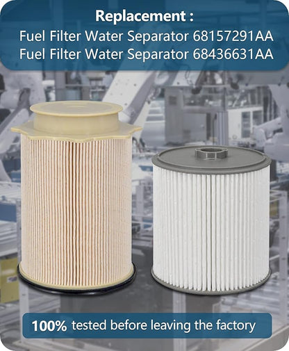 Marsram 6.7 Cummins Fuel Filter Water Separator Set fits for 2019 2020 2021 2022 2023 2024 Dodge Ram 2500 3500 4500 5500 6.7L Cummins Diesel Turbo Engines, Replace 68157291AA 68436631AA