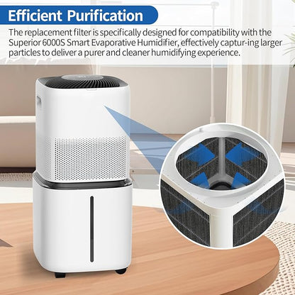 12-Pack Humidifier Premium Replacement Filters for LEVOIT Superior 6000S Smart Evaporative Humidifier + 6-Pack Top Fill Humidifier Filters Replacement, Gray