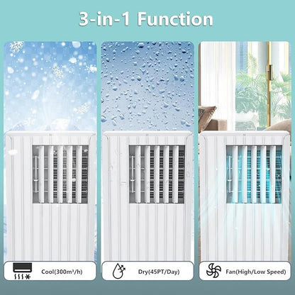8000 BTU Portable Air Conditioner, Portable AC Unit with Fan & Dehumidifier, Air Conditioner Portable for Rooms Up to 350 Sq Ft, Remote Control, 24H Timer for Bedroom, Office, Apartment, White