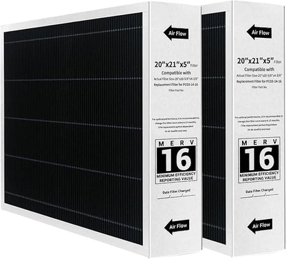 2 Pack Y6604 20x26x5 Air Filter MERV 16, Replacement for Lennox Y6604 Filter and Compatible with Lennox Pureair PCO3-20-16 Air Purifier Purification System
