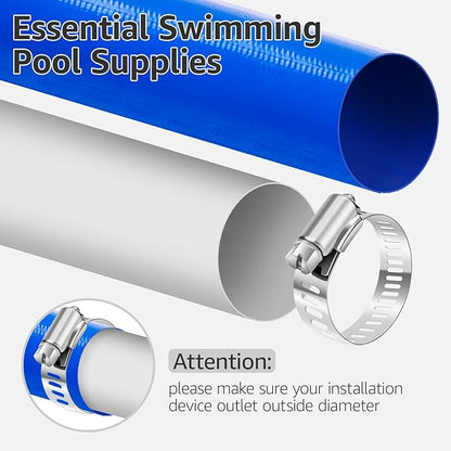 1.5" x 100 FT Pool Backwash Hose, Heavy Duty PVC Discharge Hose, Lay Flat Discharge Hose with 2 Clamps, Pool Drain Hoses for Inground Pools, Pool Filter, Weather and Burst Resistant, 6 Bar