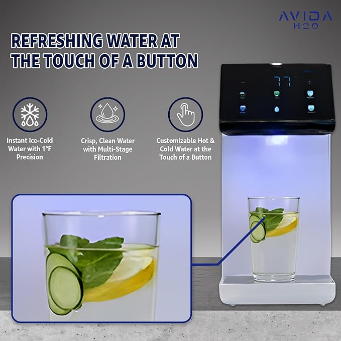 Ultra Instant Hot & Cold Water Dispenser - Bottleless Water Dispenser Countertop, Full Installation Kit, Quiet Multi-Stage Filtration + UV Sterilization - White
