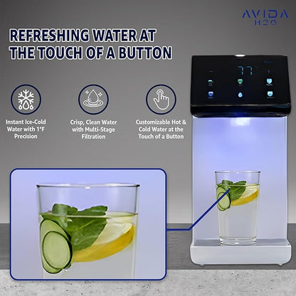 Ultra Instant Hot & Cold Water Dispenser - Bottleless Water Dispenser Countertop, Full Installation Kit, Quiet Multi-Stage Filtration + UV Sterilization - White