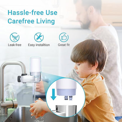 AQUA CREST Alkaline Faucet Water Filter, Replacement for Brita® Filter, Increase PH, Brita® Filter Replacement, 36311 On Tap Water Filtration System, FR-200, FF-100, 2 Packs