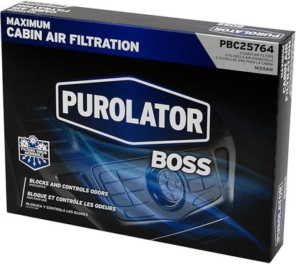 Purolator PBC25764 PurolatorBOSS Automotive Cabin Air Filter with Febreze & Activated Carbon, Car & Truck Passenger Compartment OEM Filter Replacement for Nissan Frontier, Pathfinder, and more