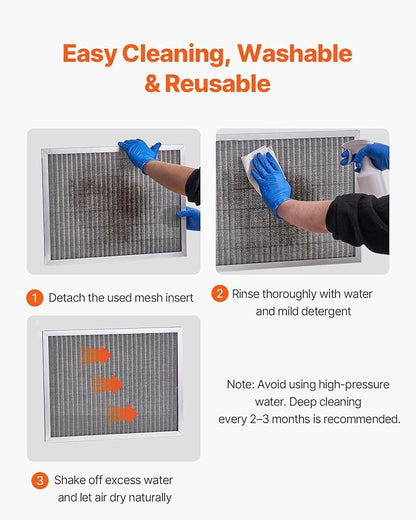 VEVOR 20x25x1 inch Electrostatic Air Filter, AC/HVAC Furnace Filter Washable & Reusable Aluminum, MERV 8 Long Lifetime, Home or Office (Actual Size: 19.75 x 24.65 x 0.82 in)