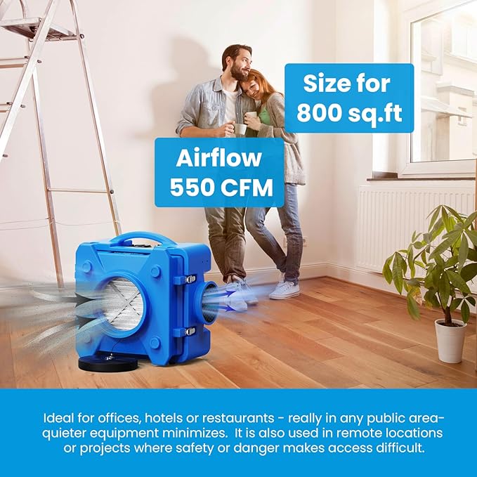 CADPXS Shield-550 Air Scrubber, Negative Machine Airbourne Cleaner HEPA Scrubber Water Damage Restoration Equipment Air Purifier