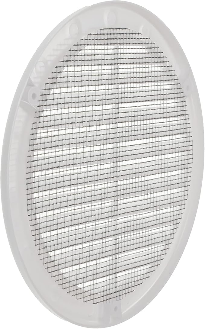 Vent Systems 6" Inch (Opening Dimensions) White Soffit Vent Cover - Plastic Round Air Vent Grille - Built-in Mesh Screen - HVAC Register Louver for Bathroom, Home, Kitchen