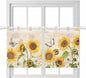 Yellow Sunflowers Kitchen Curtains 36 Inch Length, Small Window Curtains Tab Top, Country Farm Butterfly Flower Light Beige Light Filtering Short Window Treatments Tier Drapes 27.5"x36" 2 Panel