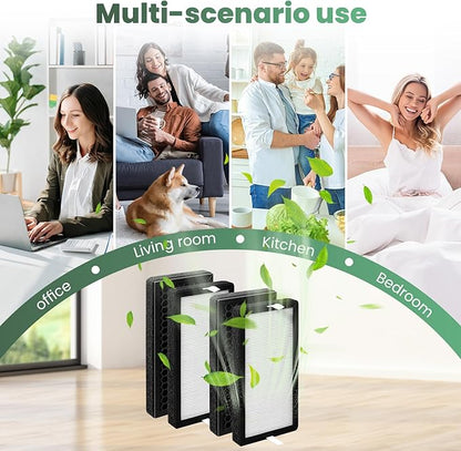 4PackAP-DT10FL Replacement Filter Compatible with FTotalClean Desktop Air Purifier,Part# AP-DT10BK and AP-DT10WT,3-in-1 Ture HEPA Filter and Activated Carbon Filter (4)