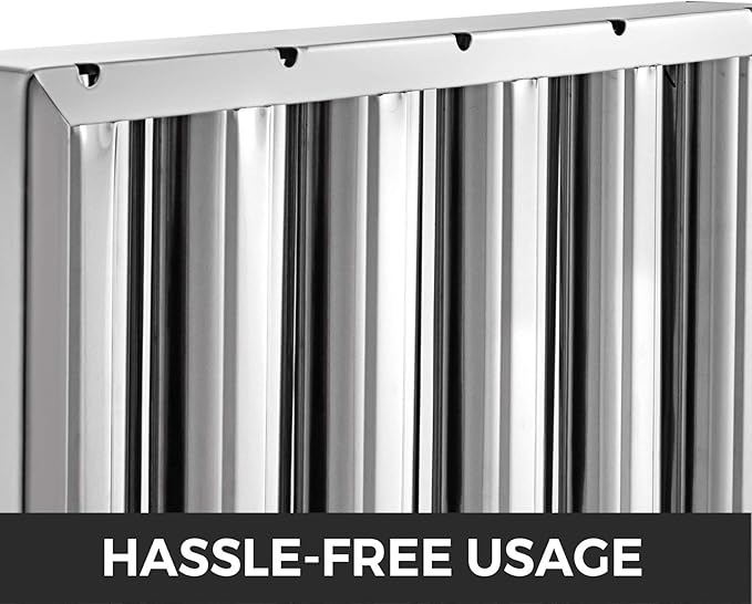 VBENLEM Pack of 6 Hood Filters 19.5W x 15.5H Inch, 430 Stainless Steel 5 Grooves Commercial Hood Filters, Range Hood Filter for Grease Rated Commercial Kitchen Exhaust Hoods