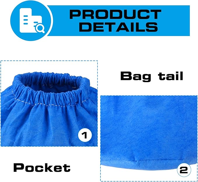 3 Pack VRC2 Cloth Filter for Vacmaster 1.5 to 3.2 Gallon Wet/Dry Vacuums, Also fit for Armor All AA155 AA256 AA255 2.5 Gallon Shop VAC Microlined