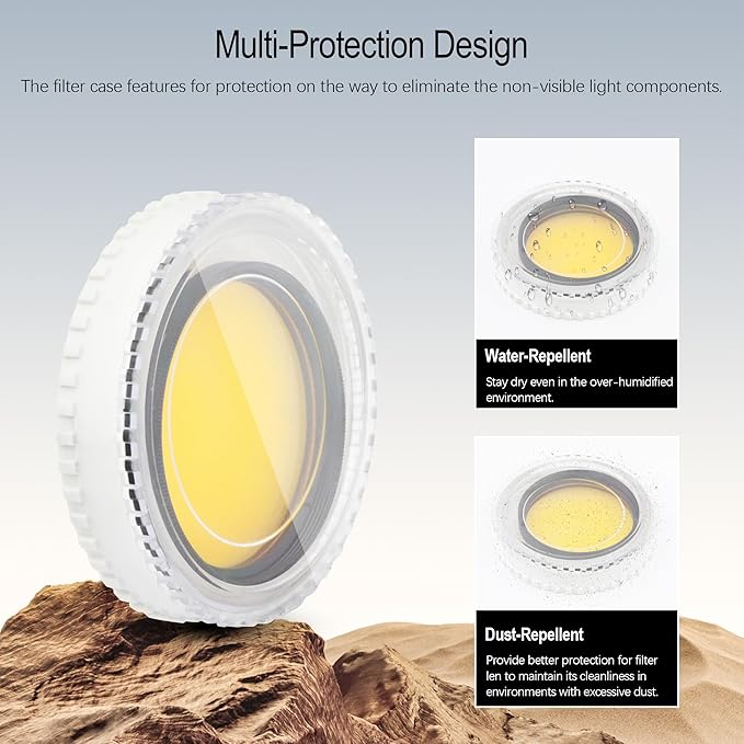 Astromania Telescope Filter, Planetary Filter with Metal Frame for Astronomical Telescope Eyepiece, 2 Inch Telescope #12 Yellow Color Filter for Enhancing Contrast in Lunar Planetary Observation