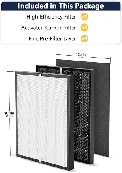 3000 Replacement Filter Compatible with Air Doctor AD3000 Version Air Purifier, Not for AD3500, 1 Premium Filter, 1 Carbon Filter & 4 Pre-Filters, Compare to ADF3001, ADF3002 & ADF3003