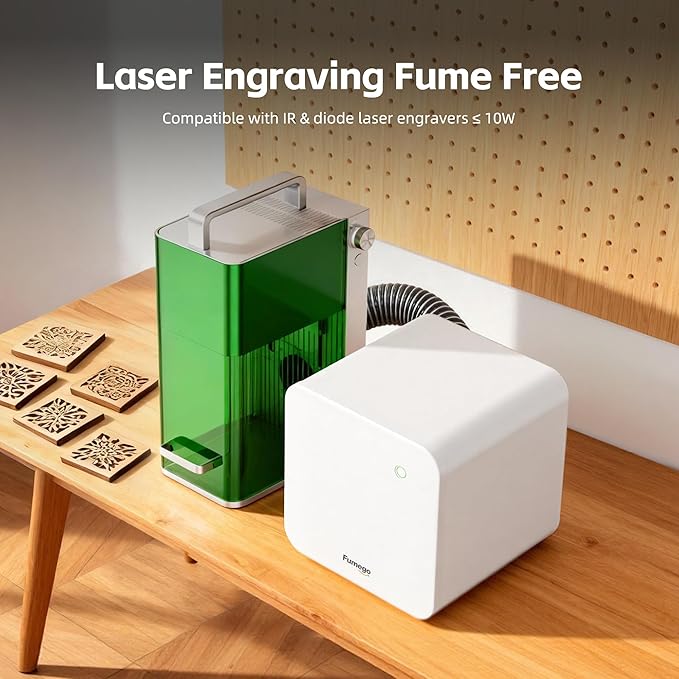 Laser Fume Extractor Compatible with F1/F2/Lumos/LP2/LP4 Laser Engravers ≤ 10W, 106 CFM & 55 dB Smoke Purifier for Laser Engraver, Laser Smoke Extractor HEPA Filtration Removes 99.97% of Fume