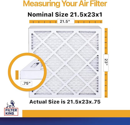 Filter King 21.5x23x1 Air Filter | 6-PACK | MERV 13 HVAC Pleated A/C Furnace Filters | MADE IN USA | Actual Size: 21.5 x 23 x .75"