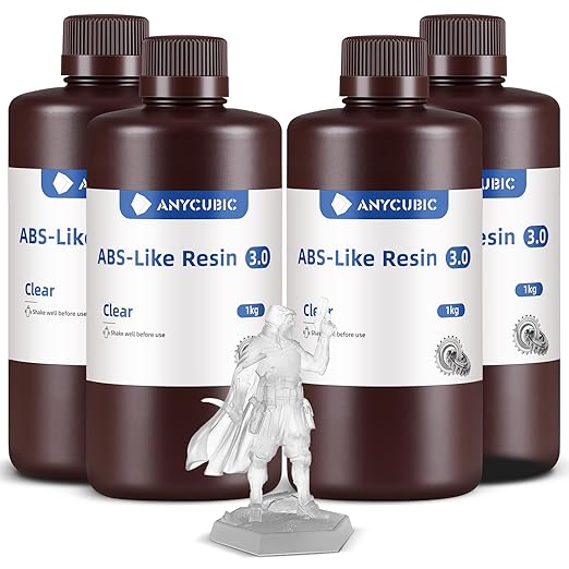 ANYCUBIC ABS-Like Resin 3.0, 3D Printer Resin with Enhanced Strength and Toughness, High Precision and Minimal Shrinkage, Wide Compatibility for All LCD Resin 3D Printers (Clear, 4kg)