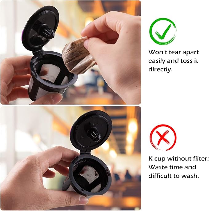 Disposable Paper Coffee Filters, Keurig K Cup Paper Filters for Keurig Single Brewer Reusable Cups, K-cup Coffee Pods, Fits All Brands Reusable K Cups (150)