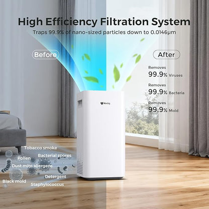 Airdog X3 Home Air Purifier with Washable Filter -TPA Technology - Up to 20X More Effective than HEPA, Smart Control, AQI Air Cleaner for Smoke, Allergies, Pet Dander, Odor Removal to 0.0146μm
